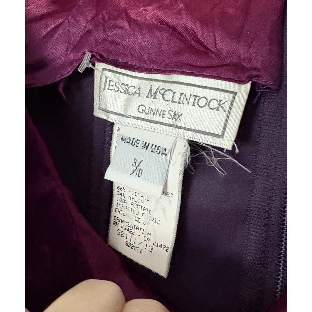Vintage Jessica McClintock Gunne Sax Velvet Long Evening Dress Deep Purple 7 9 - Picture 10 of 11